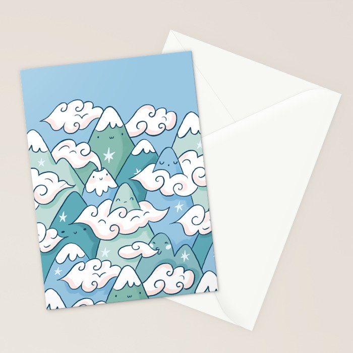 Cute mountains in clouds Stationery Card Gallery Image 2