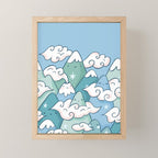 Cute mountains in clouds Mini Art Print Gallery Image 1