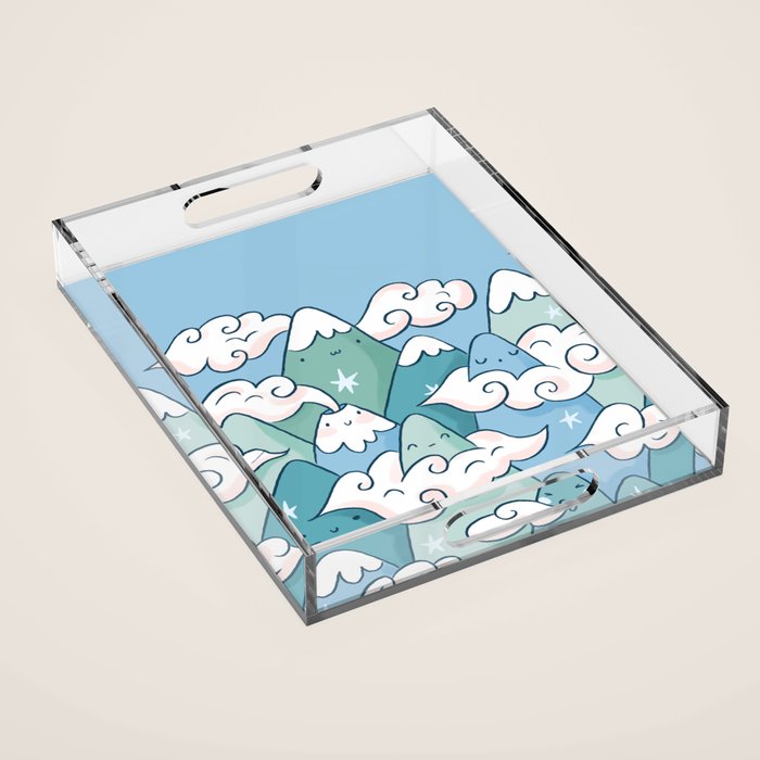 Cute mountains in clouds Acrylic Tray Gallery Image 1