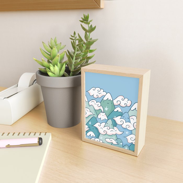 Cute mountains in clouds Mini Art Print Gallery Image 2