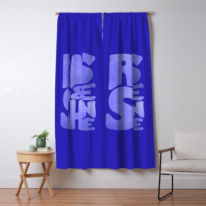 Rise and Shine - blue typography Window Curtain Gallery Image 5