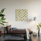 Floral Horse Pattern, Flowers and Horses, Hand Painted, Girl's Room, Romantic Blue Floral Wood Wall Art Gallery Image 2