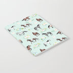 Floral Horse Pattern, Flowers and Horses, Hand Painted, Girl's Room, Romantic Blue Floral Notebook Gallery Image 2