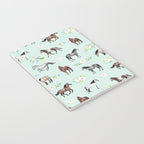 Floral Horse Pattern, Flowers and Horses, Hand Painted, Girl's Room, Romantic Blue Floral Notebook Gallery Image 3