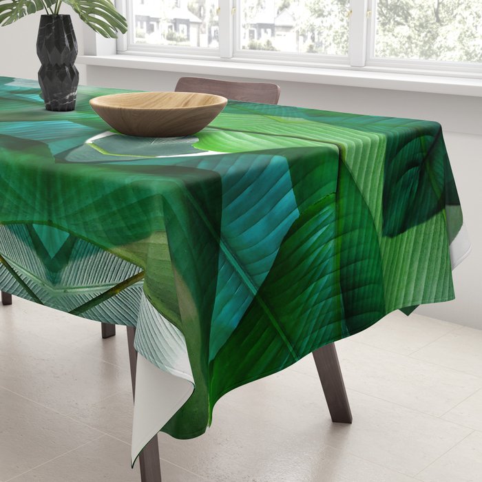 Palm leaf jungle Bali banana palm frond greens Tablecloth Gallery Image 3