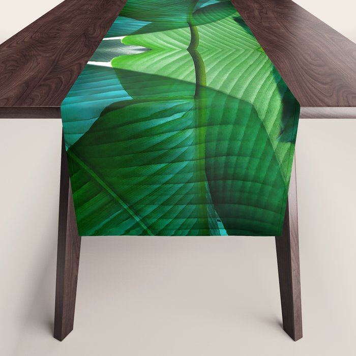Palm leaf jungle Bali banana palm frond greens Table Runner Gallery Image 1