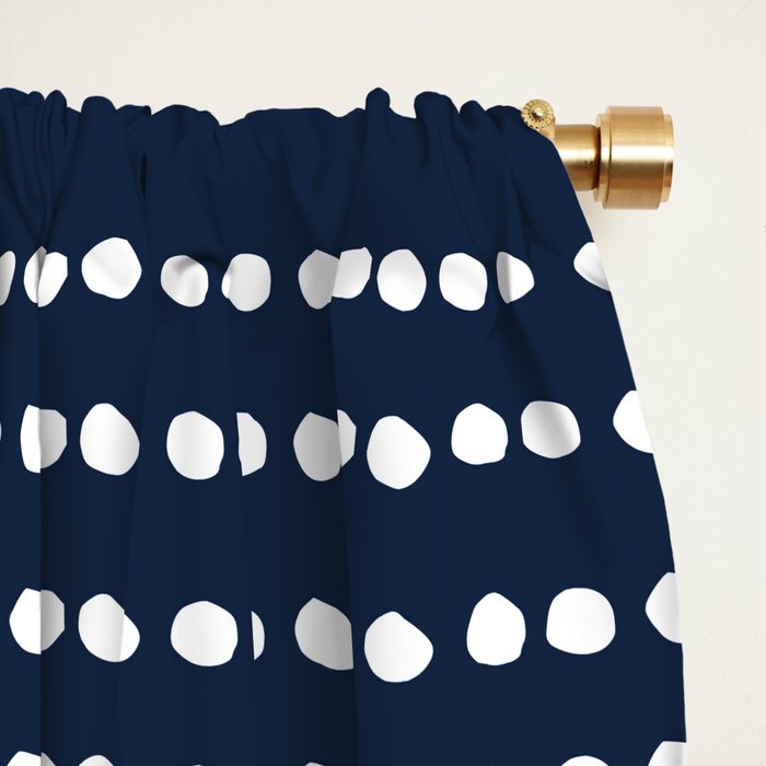 Spotted, African Pattern in Blue and White Window Curtain Gallery Image 2