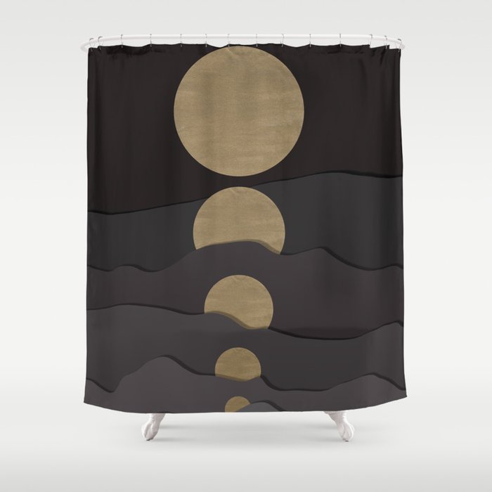 Golden moon phases  Shower Curtain Gallery Image 1