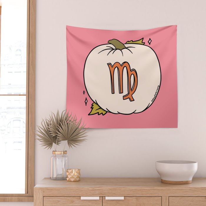 Virgo Pumpkin Wall Tapestry Gallery Image 2