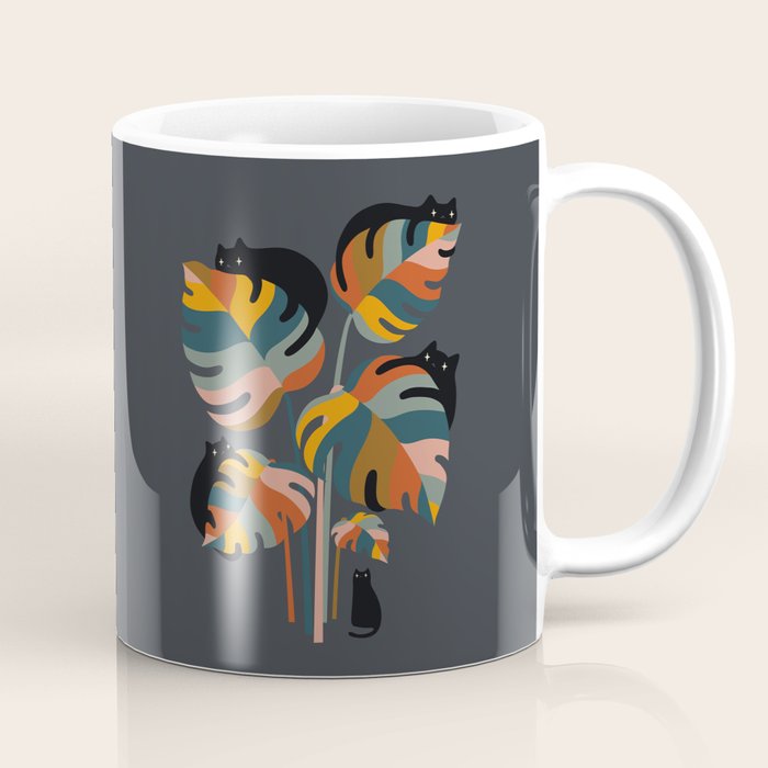 Cat and Plant 11 (Black Cats) Coffee Mug Gallery Image 1