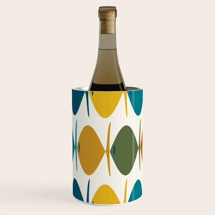 Retro Fish Mid Century Modern Multicolor Abstract Pattern Wine Chiller Gallery Image 2