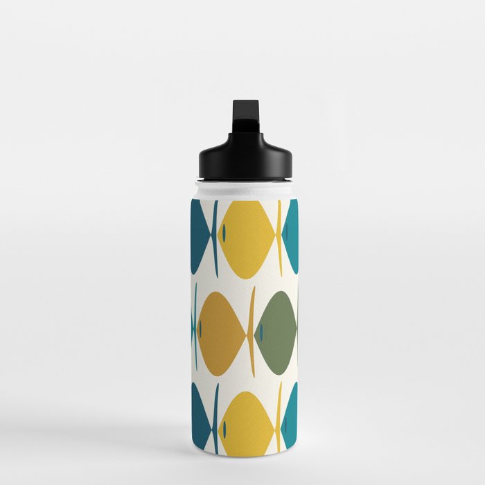 Retro Fish Mid Century Modern Multicolor Abstract Pattern Water Bottle Gallery Image 3