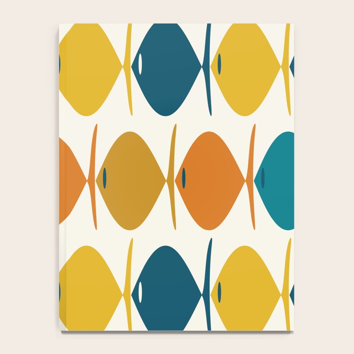 Retro Fish Mid Century Modern Multicolor Abstract Pattern Notebook Gallery Image 4