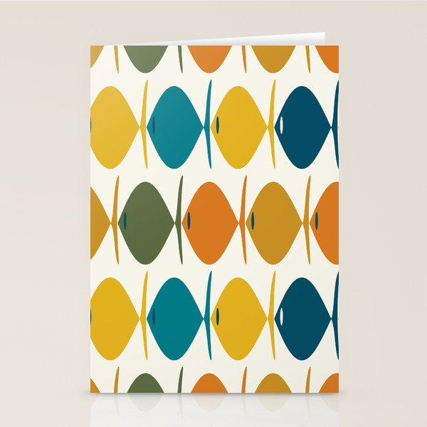 Retro Fish Mid Century Modern Multicolor Abstract Pattern Stationery Card Gallery Image 2