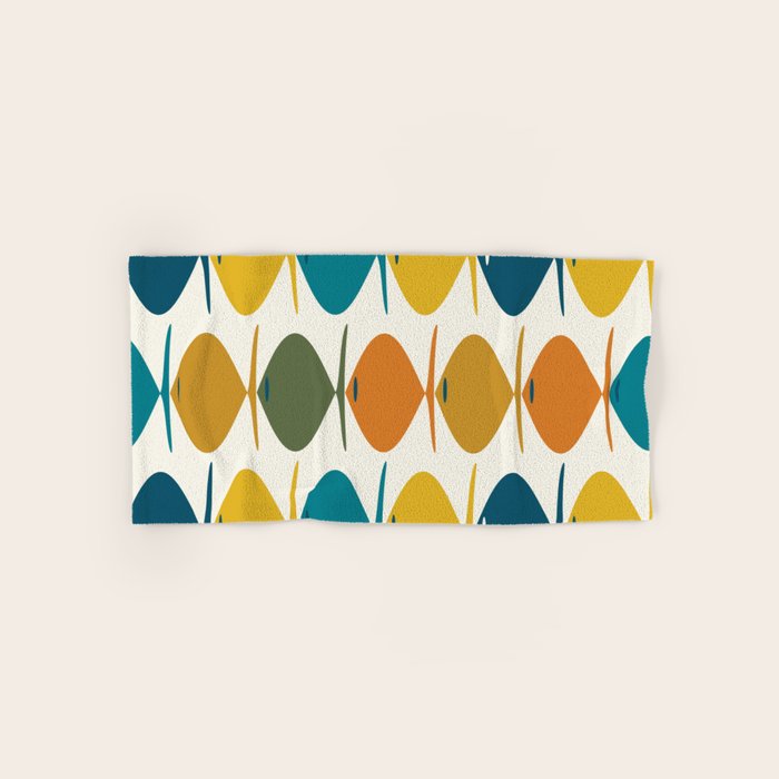Retro Fish Mid Century Modern Multicolor Abstract Pattern Bath Towel Gallery Image 1