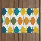 Retro Fish Mid Century Modern Multicolor Abstract Pattern Outdoor Rug Gallery Image 1