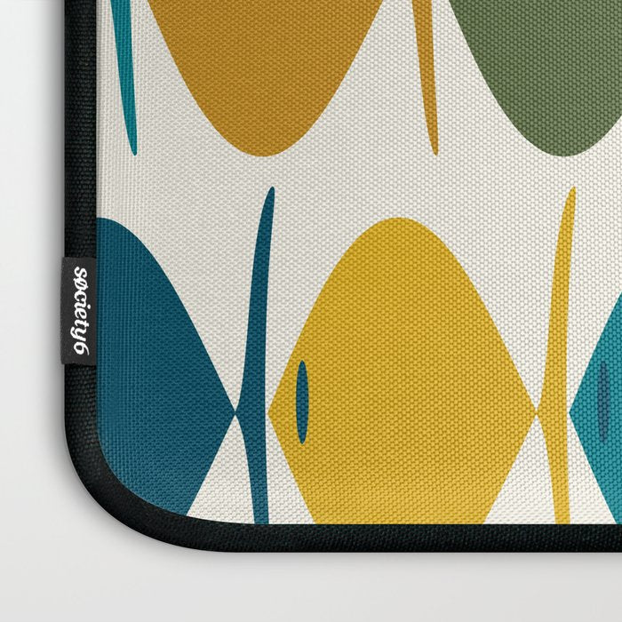Retro Fish Mid Century Modern Multicolor Abstract Pattern Laptop Sleeve Gallery Image 3