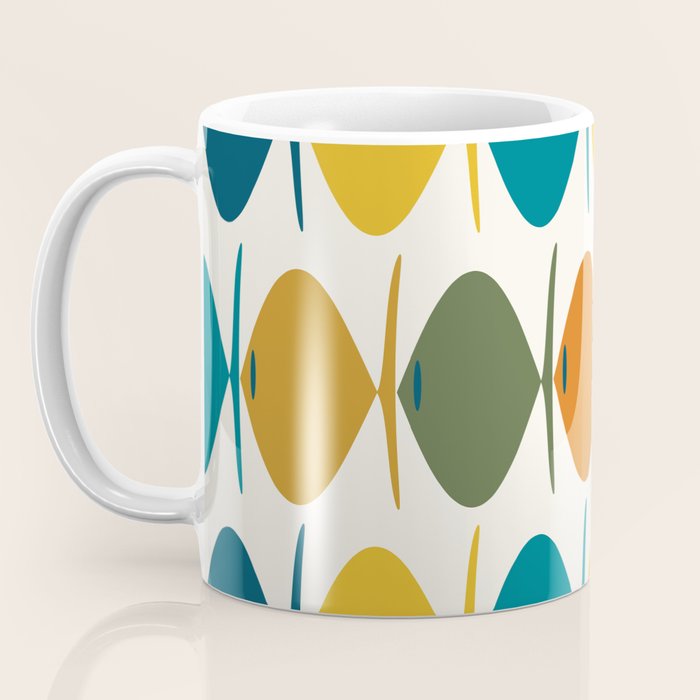 Retro Fish Mid Century Modern Multicolor Abstract Pattern Coffee Mug Gallery Image 3