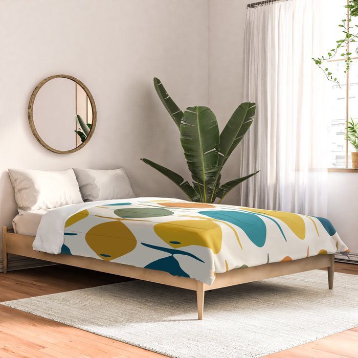 Retro Fish Mid Century Modern Multicolor Abstract Pattern Comforter Gallery Image 2