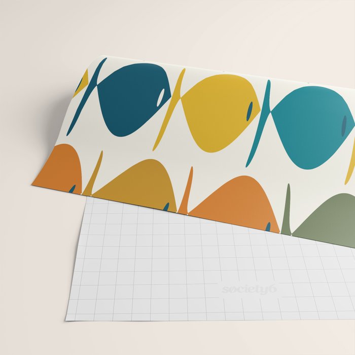 Retro Fish Mid Century Modern Multicolor Abstract Pattern Wrapping Paper Gallery Image 2