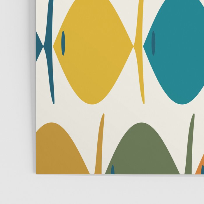 Retro Fish Mid Century Modern Multicolor Abstract Pattern Poster Gallery Image 3