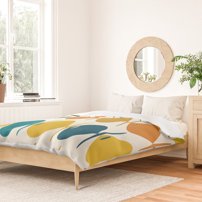 Retro Fish Mid Century Modern Multicolor Abstract Pattern Duvet Cover Gallery Image 2