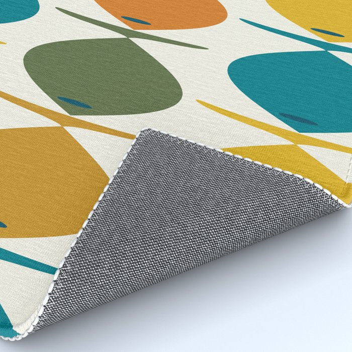 Retro Fish Mid Century Modern Multicolor Abstract Pattern Rug Gallery Image 4