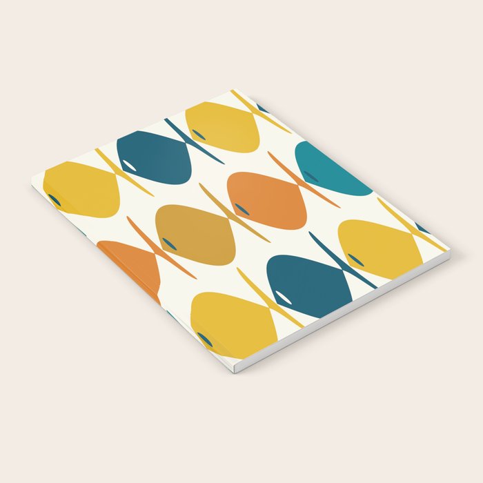Retro Fish Mid Century Modern Multicolor Abstract Pattern Notebook Gallery Image 1