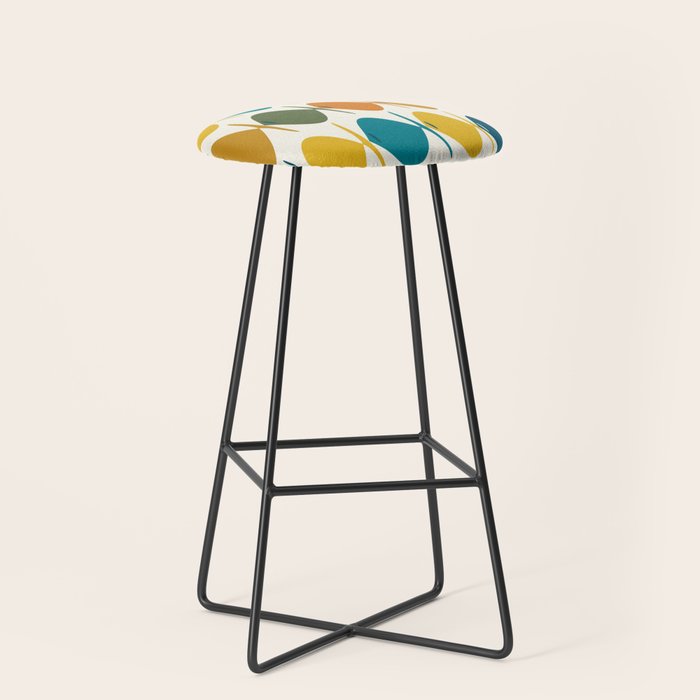 Retro Fish Mid Century Modern Multicolor Abstract Pattern Stool Gallery Image 1