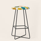 Retro Fish Mid Century Modern Multicolor Abstract Pattern Stool Gallery Image 1
