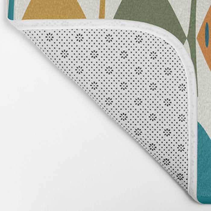 Retro Fish Mid Century Modern Multicolor Abstract Pattern Bath Mat Gallery Image 2