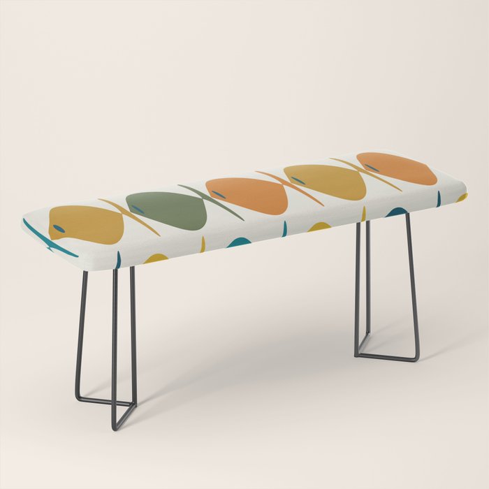 Retro Fish Mid Century Modern Multicolor Abstract Pattern Bench Gallery Image 1