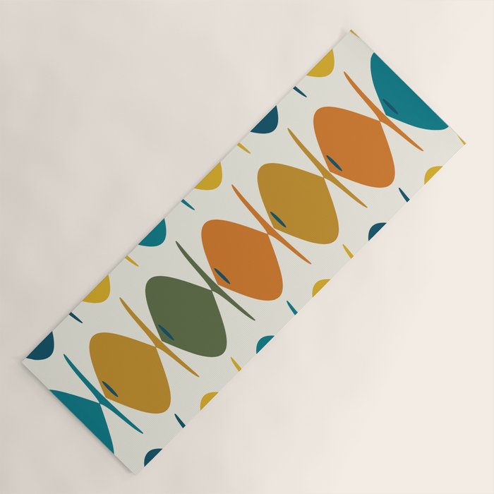 Retro Fish Mid Century Modern Multicolor Abstract Pattern Yoga Mat Gallery Image 1