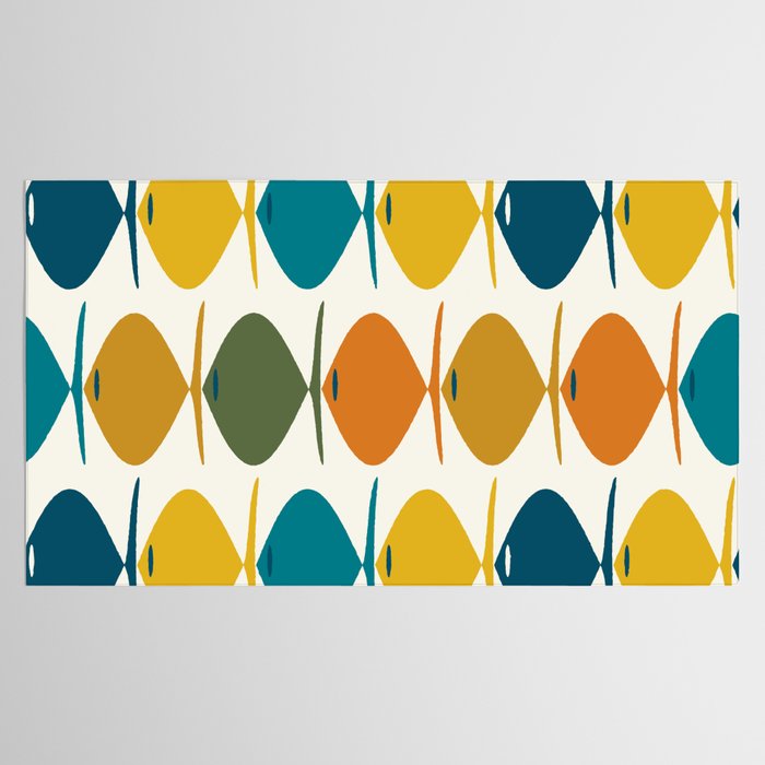 Retro Fish Mid Century Modern Multicolor Abstract Pattern Tablecloth Gallery Image 2