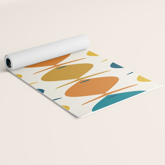 Retro Fish Mid Century Modern Multicolor Abstract Pattern Yoga Mat Gallery Image 2