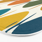 Retro Fish Mid Century Modern Multicolor Abstract Pattern Bath Mat Gallery Image 3