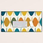 Retro Fish Mid Century Modern Multicolor Abstract Pattern Desk Mat Gallery Image 1