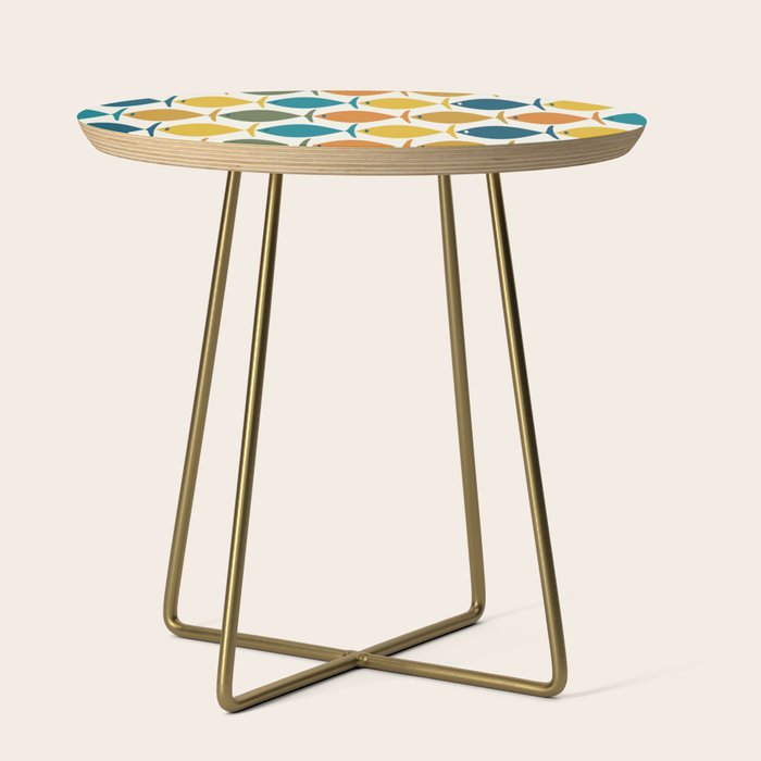 Retro Fish Mid Century Modern Multicolor Abstract Pattern Side Table Gallery Image 1