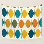 Retro Fish Mid Century Modern Multicolor Abstract Pattern Wall Tapestry Gallery Image 4