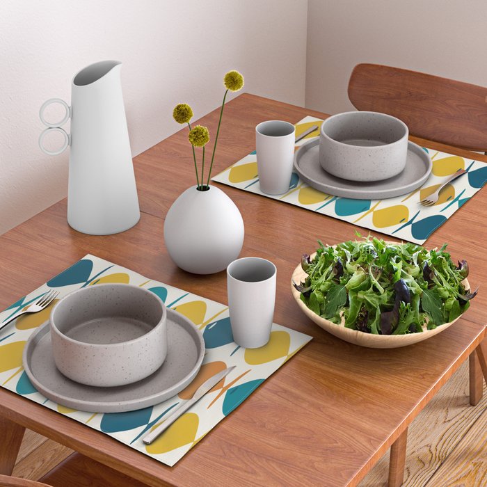 Retro Fish Mid Century Modern Multicolor Abstract Pattern Placemat Gallery Image 2