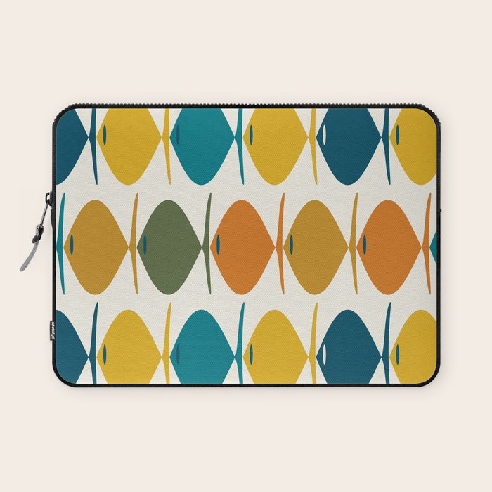 Retro Fish Mid Century Modern Multicolor Abstract Pattern Laptop Sleeve Gallery Image 1