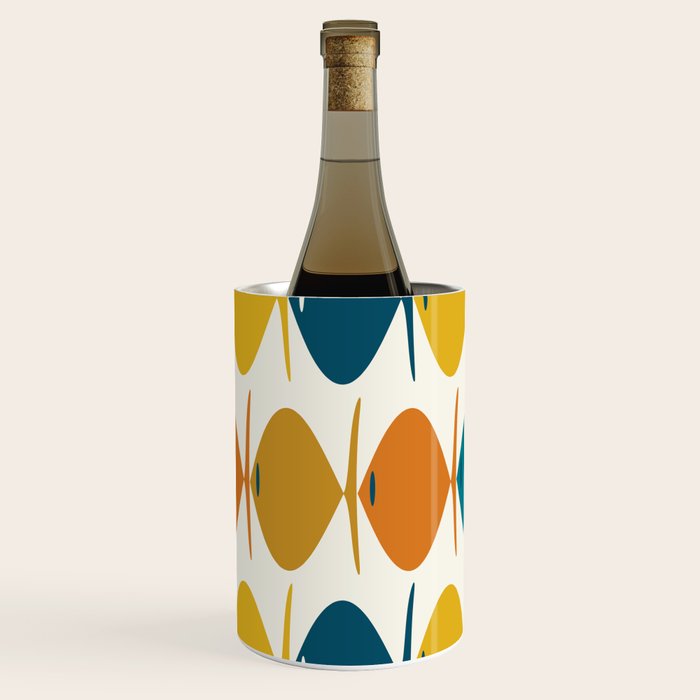 Retro Fish Mid Century Modern Multicolor Abstract Pattern Wine Chiller Gallery Image 3