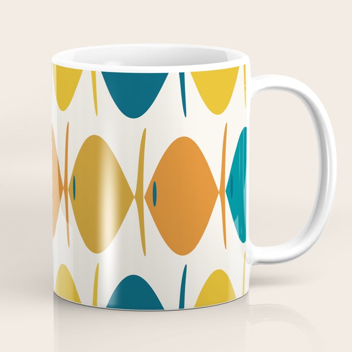 Retro Fish Mid Century Modern Multicolor Abstract Pattern Coffee Mug Gallery Image 1