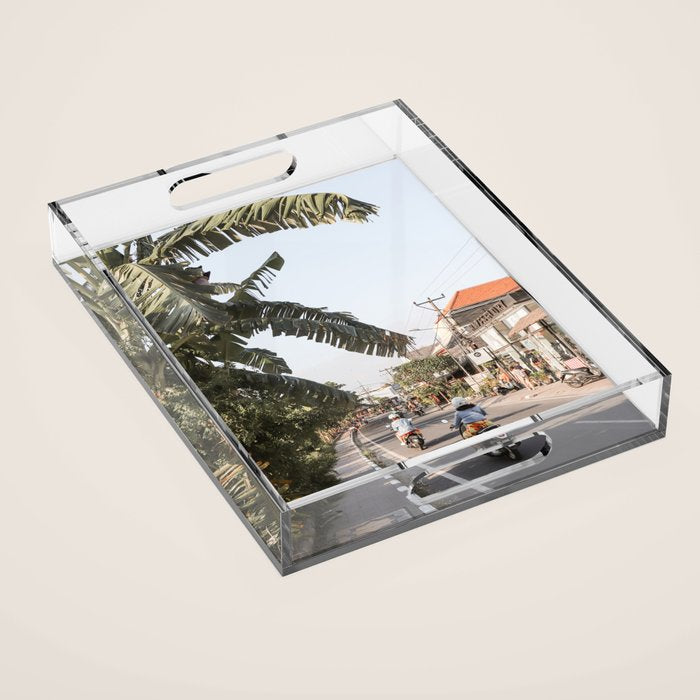 Tropical Road On Bali Island Art Print | Summer Holiday Photo | Digital Indonesia Travel Photography Acrylic Tray Gallery Image 1
