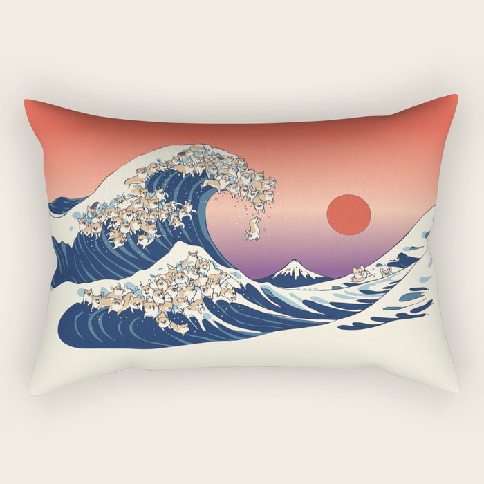 The Great Wave of Corgis Rectangular Pillow Gallery Image 1