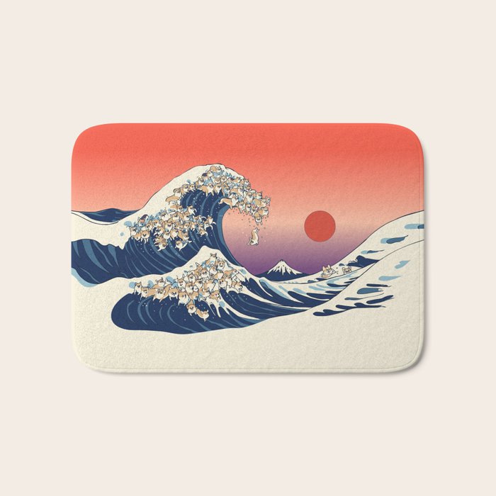 The Great Wave of Corgis Bath Mat Gallery Image 1