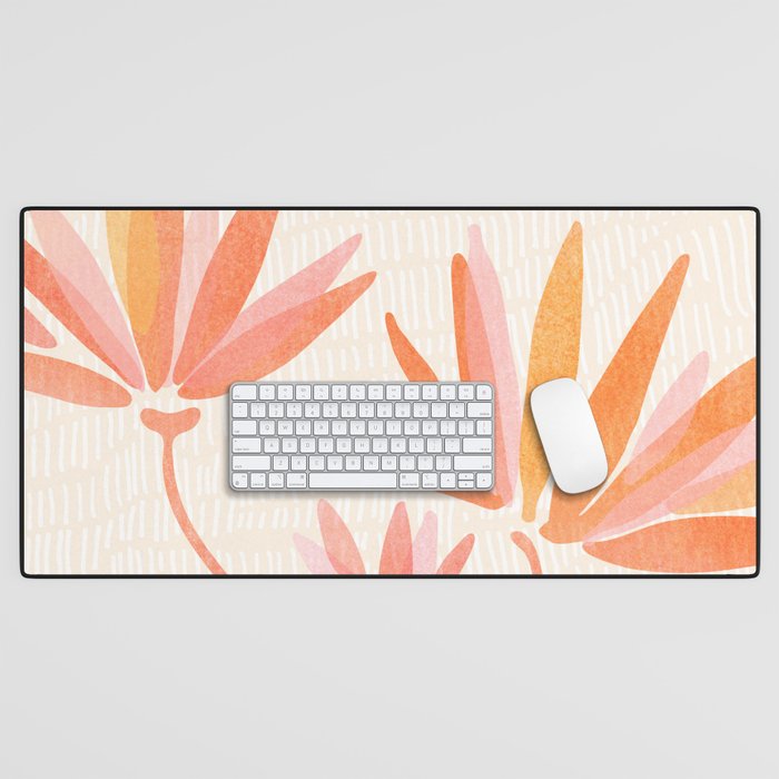 Earthy Pastel Floral Illustration Desk Mat Gallery Image 1