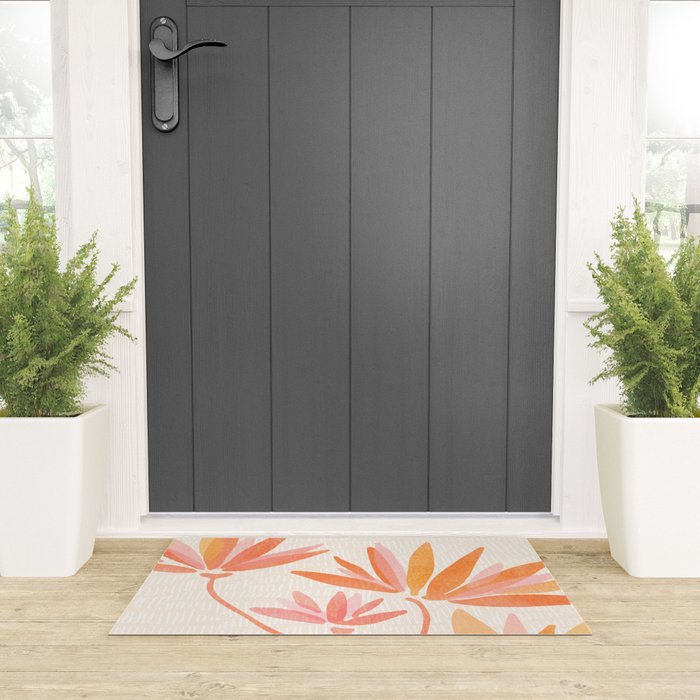 Earthy Pastel Floral Illustration Welcome Mat Gallery Image 3