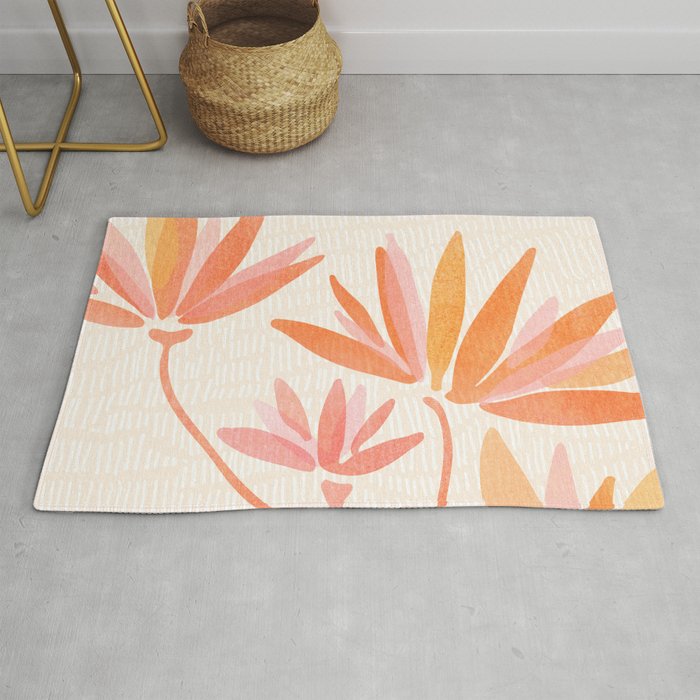 Earthy Pastel Floral Illustration Rug Gallery Image 1