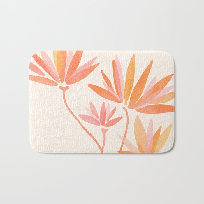 Earthy Pastel Floral Illustration Bath Mat Gallery Image 1
